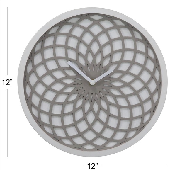 Wall Clock - Lattice inspired design 12 in white - Picture 4 of 6